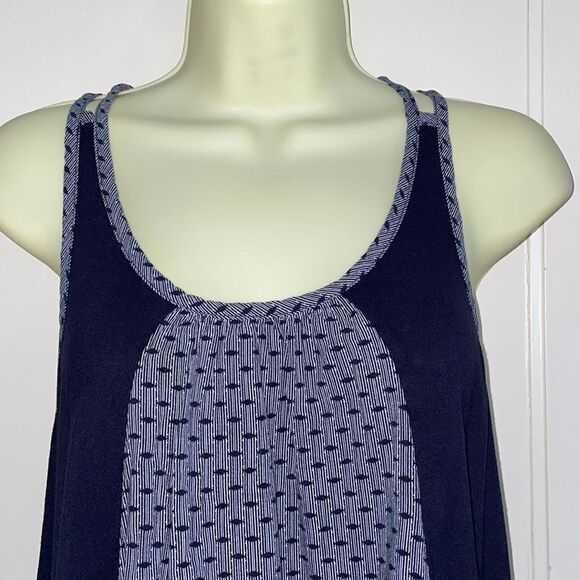 CAbi navy blue & white strappy rayon camisole/tank top - Picture 2 of 10